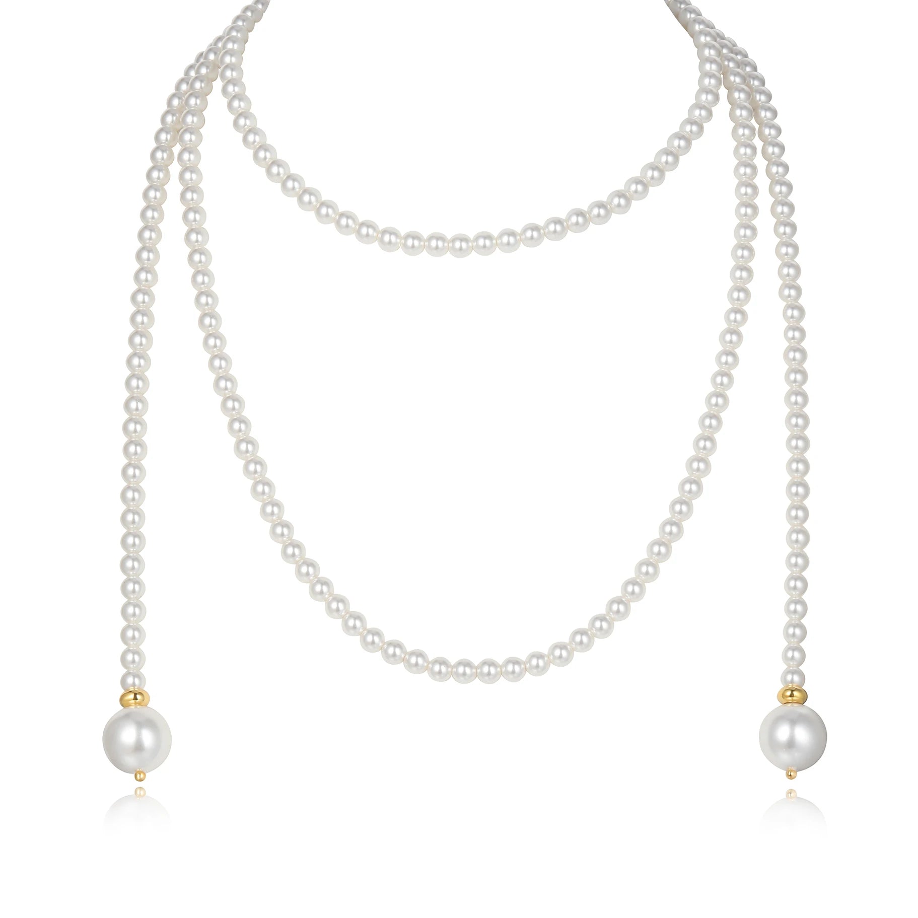 2025 Fashion Senior Long Beaded White Artificial Pearl Necklaces Multiple Wear Sweater Chain Jewelry Factory Wholesale