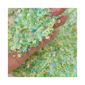 500g Green Color Themed Sprinkles Daisy Flowers Shells Rhinestones Star Cherry Random Mix Polymer Clay Slice for Jewelry Making