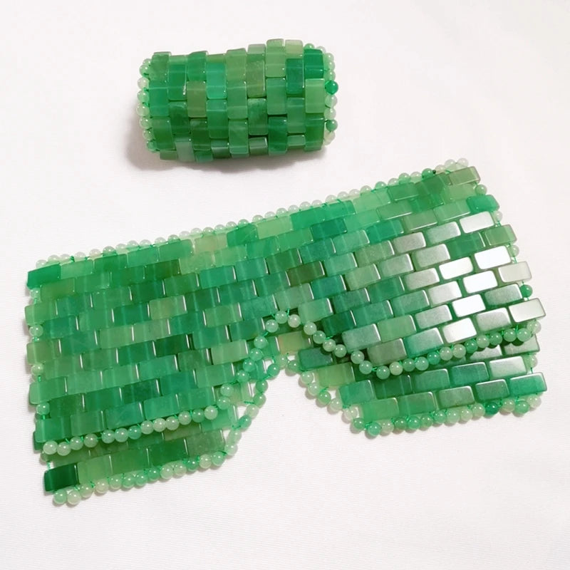 Huiying Anti-aging Handmade Green Aventurine Jade Gemstone Eye Facial Mask