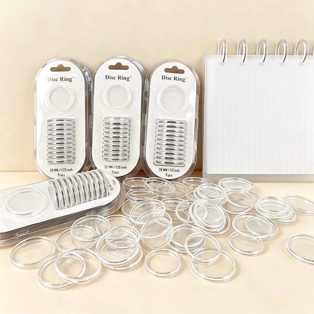 Ringnote 11pcs/pack Clear PVC/Leather Planner Refill Bound Discs Hardcover Style with PP Cover Material for Binding Gift