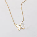 Popular Women's Butterfly Shell Zircon Pendant Necklace 18k Gold Plated Stainless Steel Link Chain Wedding Party Gift