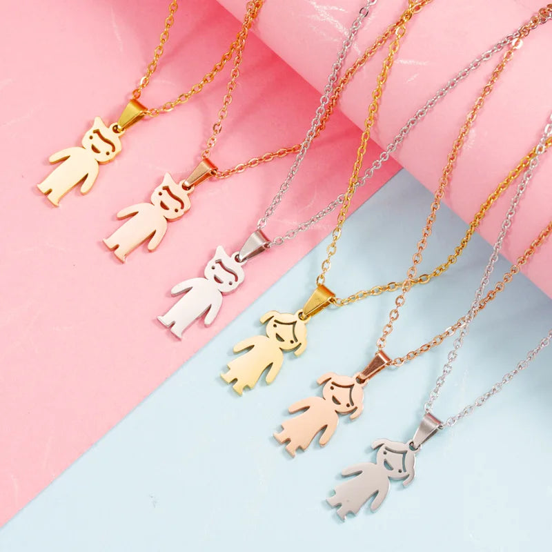 Wholesale Fashion Women Jewelry Couple Girlfriends Gifts Necklace Mirror Stainless Steel Boy Girl Melon Seed Buckle Necklace