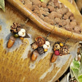 Simple Acorn Bean Poplar Plum Blossom Leaf Pendant Earrings Retro Wooden Fruit Hook Earrings for Women Daily Jewelry Gufts