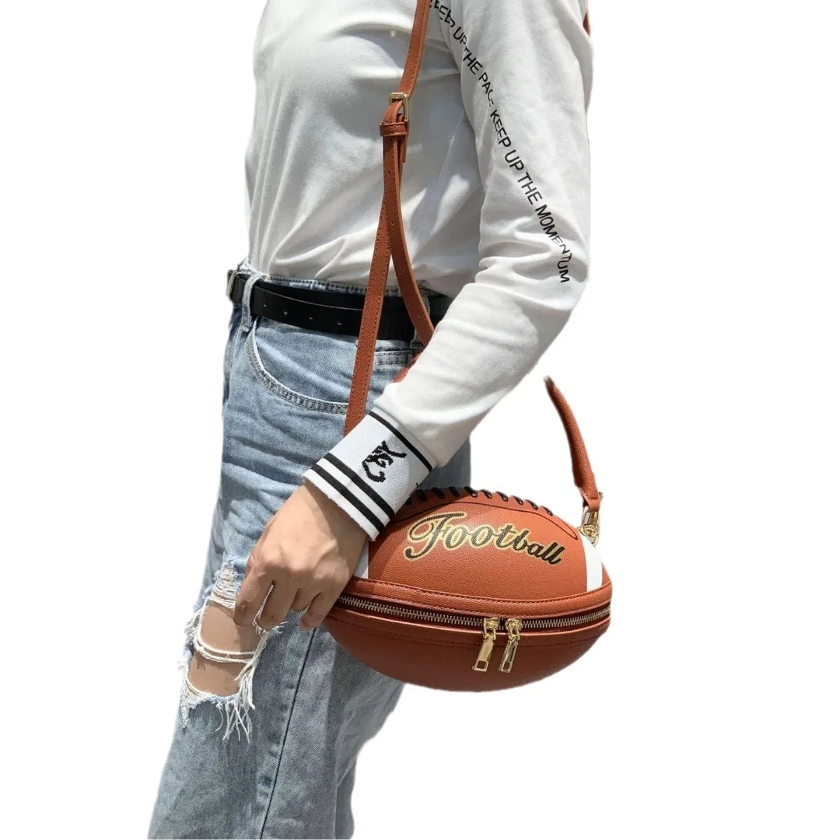 Popular Individual and Creative Rugby Chain Single Shoulder Women's Ball Shape Purse Fashionable Handbag