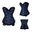 In Stock Blue Floral Jacquard Waist Trimmer Bow Trim Belly Control Corset Shapers