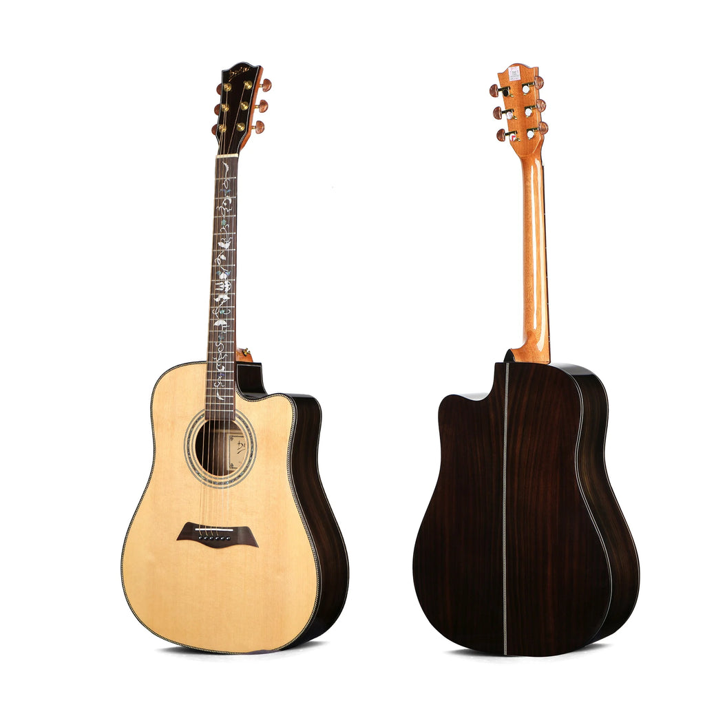 High quality 41 inch acoustic guitar solid spruce top guitar with rosewood back&side