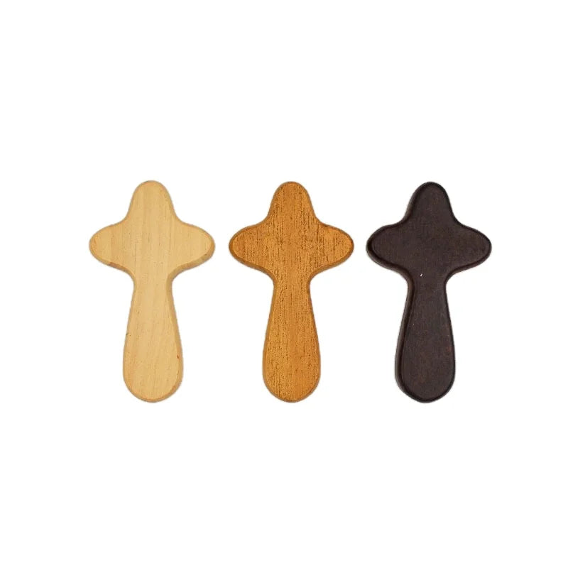 Polished Blank Mini Small 6cm Pocket Stand Holding Hand Decor Orthodox Religious Christian Gift Eco-Friendly Solid Wood Cross