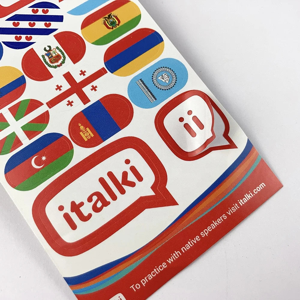 Custom National Flags Sticker Sheet Kiss Cut for Children's Education and Gift Small MOQ