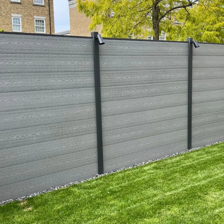 WPC Outdoor Garden Fence with Aluminum Posts Eco-Friendly Composite Fencing Waterproof & Rot Proof