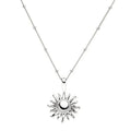 Gold Plated Stainless Steel Sun Flower Necklace with Zircon Classic Bead Chain Geometric Design Valentine's Day Jewelry Gift