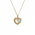Vintage Dainty Gold Plated 18K Heart Shape Necklace Mother of Pearl Heart Pendant Necklace Waterproof Stainless Steel Jewelry