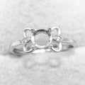 Sterling Silver 6*6mm Semi Mount Ring Empty Frame Blank Support Claw Setting S925 Base Holder Without Center Stone for DIY Inlay