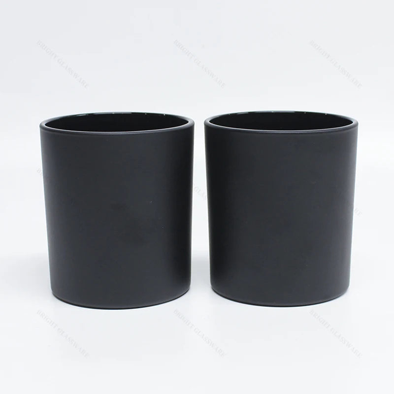 Matt Black Glass Candle Jar Frosted Black Candle Holder Empty Vessel RTS Container for Candle Making