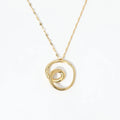 Geometric Stainless Steel Sea Wave Pendant Necklace with Silver & Gold Plated Fashion Circle Design Non-Tarnish Waterproof Chain