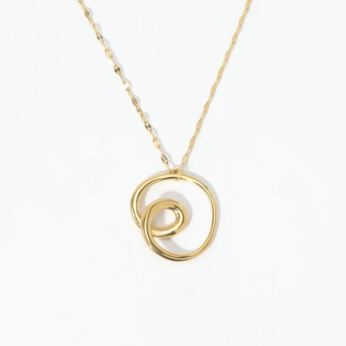 Geometric Stainless Steel Sea Wave Pendant Necklace with Silver & Gold Plated Fashion Circle Design Non-Tarnish Waterproof Chain