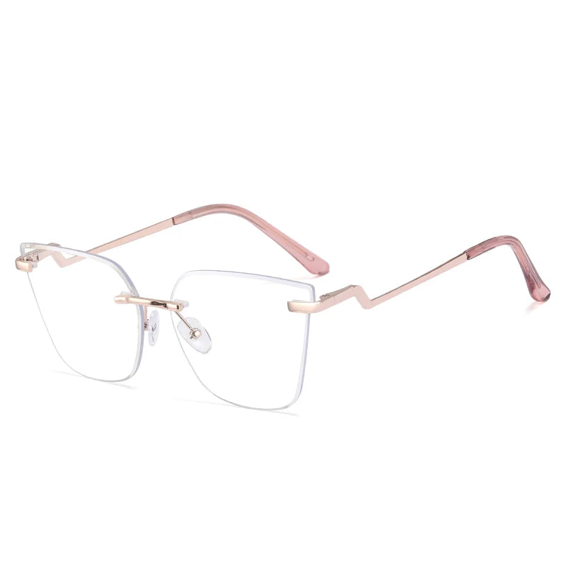 NatuweCo 2025 Rimless Anti Blue Light Glasses Unique Square Optical Frame 6 Colors UV400 Protection Temple Solid Computer