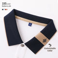 195 GSM OEM Customizable Logo Contrast Collar 49.6% Cotton 47.1% Polyester 3.3% Mulberry Silk Embroidery Collar Tshirt for Men