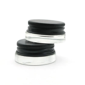 1g 7ml Low Profile Thick Glass Containers with Black Lids - Concentrate Jars