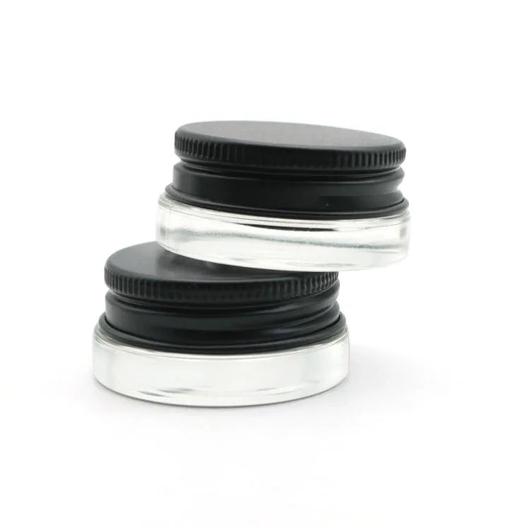 1g 7ml Low Profile Thick Glass Containers with Black Lids - Concentrate Jars