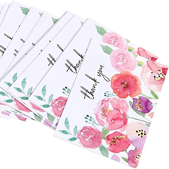 Customized ECO Paper Waterproof Glossy Finish Adhesive Sticker Pink Gold Foil Thank You Card for Supporting My Small Business