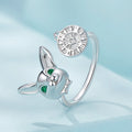 925 Sterling Silver Factory Women's Fine Adjustable Open Rabbit Ring Long Link Funny Birthday Jewelry SCR948