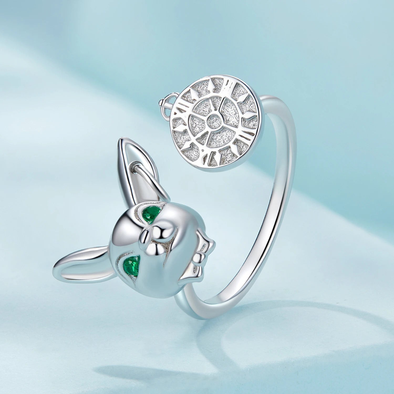 925 Sterling Silver Factory Women's Fine Adjustable Open Rabbit Ring Long Link Funny Birthday Jewelry SCR948