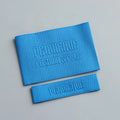 Low Moq Blue Ultrasonic Cut Garment Labels Embroidered Garment Labels Woven Labels for Clothing
