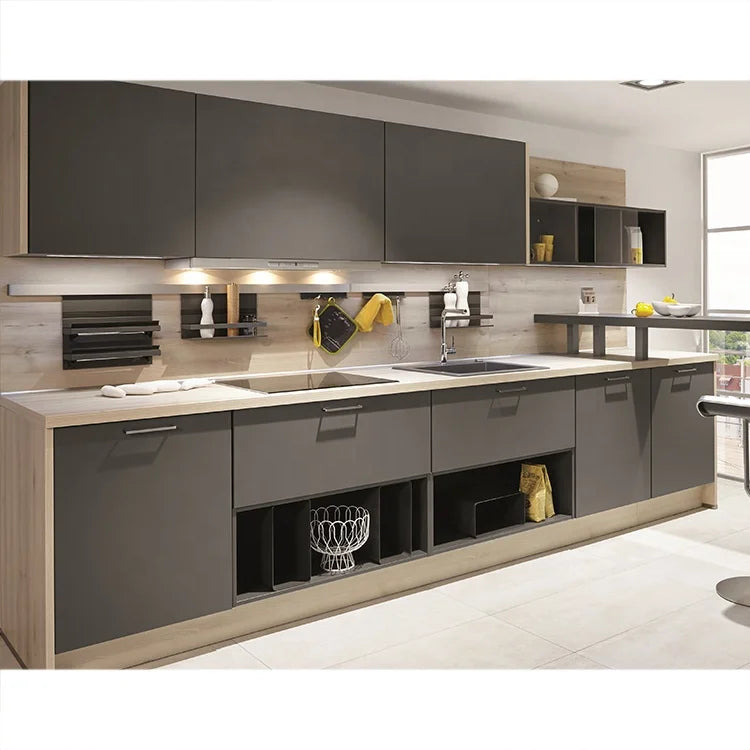 Wholesale Custom Modern Kitchen Furniture Modular Kitchen Cabinet Luxury Classic Drak Matte Kitchen Cabinets