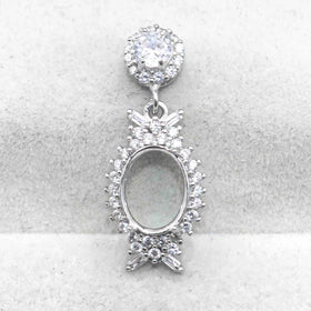 Sterling Silver 7*9mm Semi Mount Pendant Empty Frame Blank Support Setting S925 Base Holder Without Center Stone for DIY Inlay