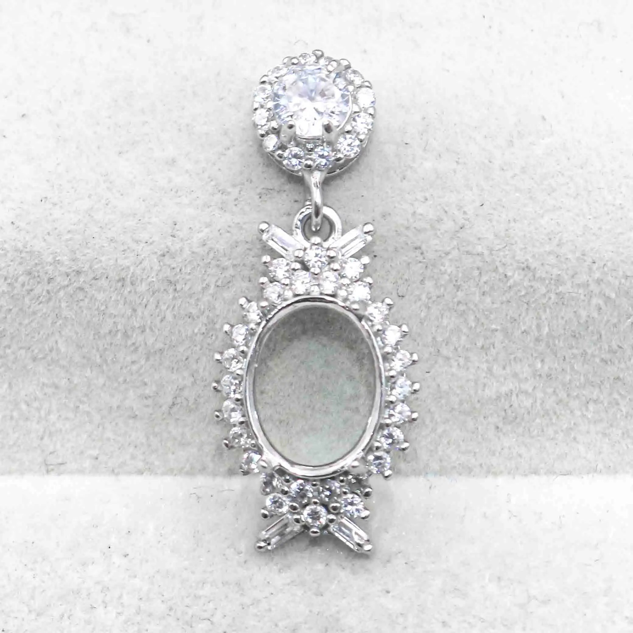 Sterling Silver 7*9mm Semi Mount Pendant Empty Frame Blank Support Setting S925 Base Holder Without Center Stone for DIY Inlay
