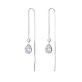Diamond White CZ Tear Drop Threader Earrings Long Sterling Silver 925 Chain Tassel Tear Hanging Earrings MegaBDM