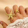 Waterproof Stainless Steel Big Starfish Rings for Women Trendy Ladies Large Finger Rings Accessories 2025 Fashion Female Jewelry