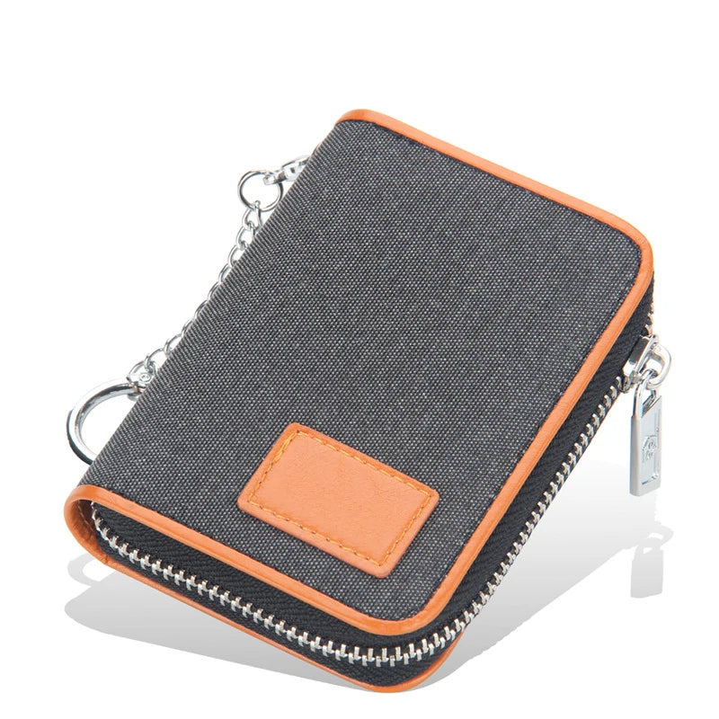 Customized New Design Short Wallet Popular Small Money Clips Zipper Wholesale Card Holder Fabric Canvas