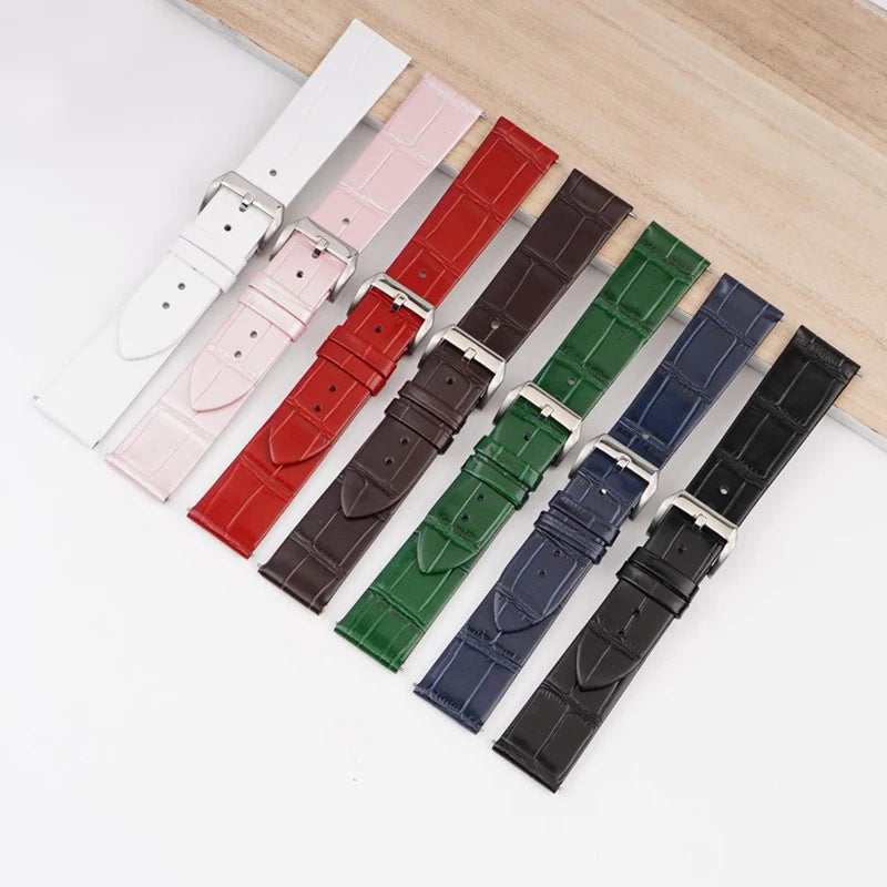 Customer Logo 18mm 20mm 22mm Ultra Thin Genuine Leather Watch Band Replacement Belts Watch Strap Fits Most Watches