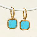 Factory Direct Sell Trendy Colorful Gemstone Earrings for Men Retro Natural Stone Pearl Shell Turquoise Dangle Earring Wholesale