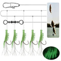 Luminous Shrimp Hook Fishing Lure Sabiki Rigs Sea Fishing Rigs with 5 Hook Flasher Bait Rigs Soft Lure Fishing Hooks