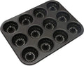 Mini 12 Cups Fluted Tube Cake Pan for Brownies Muffins and Carbon Steel Metal Cakes