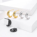 Factory Dropshipping Silver Jewelry S925 Sterling Silver C-shaped Stud Earring Stars and Moon Zircon Stud Earring Women