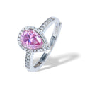 Luxury Style 925 Sterling Silver Fine Jewelry Pink 1.5ct Pear Cut Moissanite Diamond Adjustable Size Engagement Ring for Lady