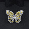 925 Sterling Silver  butterfly Finger Rings Rhodium Plated Yellow Moissanite Butterfly Ring