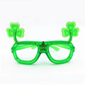 LED Light up Green Shamrock Glasses-Battery Operated & Durable Factory Price New Arrival for St. Patrick's Day Party Favors