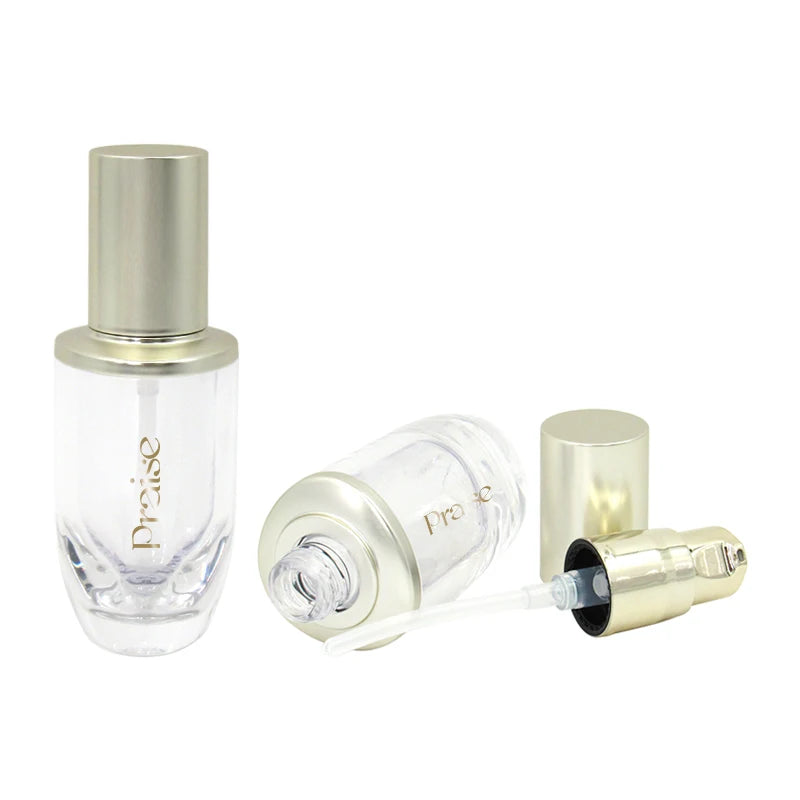 Stock Skin Care Lotion Bottle Packaging Manufacturers Triangle Empty Transparent Essence Container with Pump