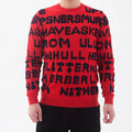 OEM Fashionable Men Letterman Jacquard Knit Pullover Jumper Cotton Crew Neck Sweater for Male Autumn Winter Men Knitwear