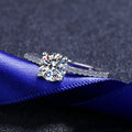 Silver 925 Original Diamond Test 1 Carat Sparkling Moissanite Wedding Ring Classic 4 Claw Gemstone Ring