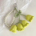 New Fashion Creative Imitation Pearl Chain Wool Crochet Orchid Linghua String Bag Pendant Key Chain Wholesale