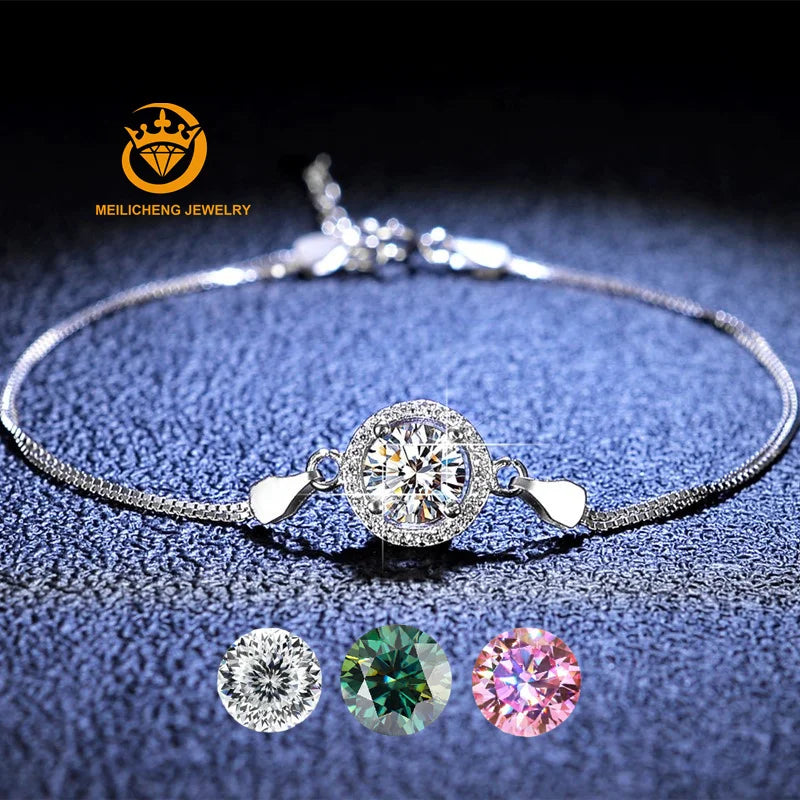 Factory Wholesale 925 Silver Moissanite Bracelet Diamond 1 Ct Gra Certified Moissanite Bracelet