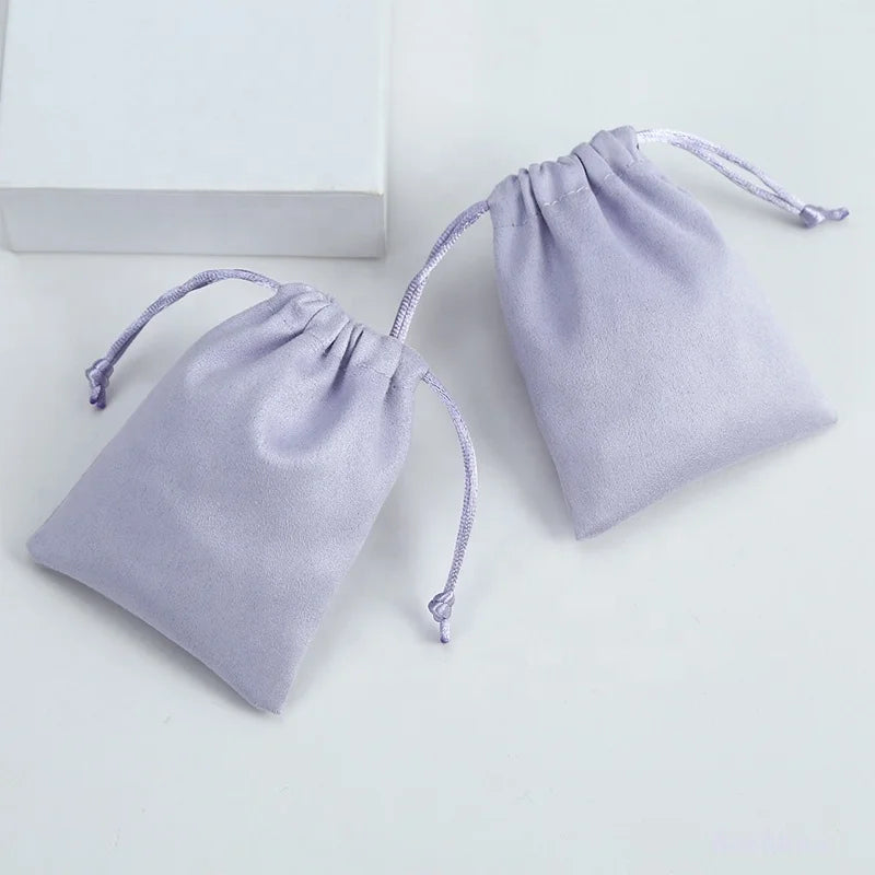 Custom Logo Printing Suede Jewelry Pouch Small Drawstring Bag  Gift Bag for Bracelets Packing Suede Pouch for Perfume