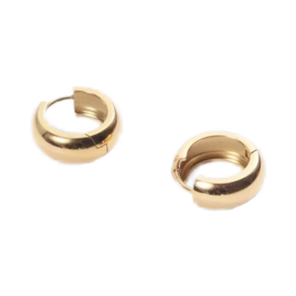 Stainless Steel Small Wide Huggie Hoop Earrings Girls Simple Women Chunky Thick Hoop Earrings Gold Plated