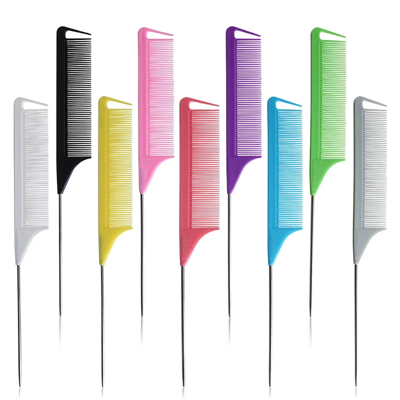 Source Factory Highlight Fine-Tooth Plastic Handle Salon Use Heat Resistant Pin Rat Tail Antistatic Separate Parting Hair Comb