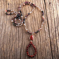 Fashion Women Bohemian Customized Jewelry 6mm Natural Gemstones Glass Crystal With Stone Bead Random Drop Necklace